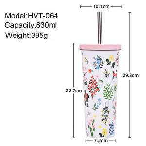 Nuevo Vaso Térmico de Acero Inoxidable de 830ml con Aislamiento al Vacío y Boca Ancha para Boba, Taza de Té de Burbujas Estampada con Pajita, Ideal para Viajes y Regalos 2026 - Product Image 4