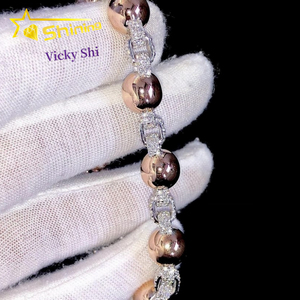 <span class=keywords><strong>Bracciale</strong></span> Cubano Personalizzato in <span class=keywords><strong>Argento</strong></span> Sterling 8mm con Diamanti Moissanite VVS, Gioielli Hip Hop - Product Image 4