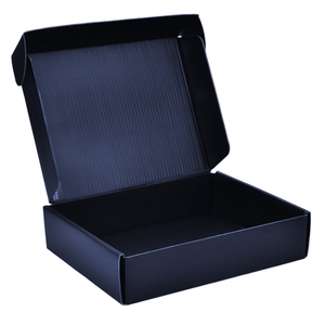 Boîte d'expédition en carton ondulé noir personnalisée avec matériaux recyclés et doublure en mousse pour vêtements, vêtements décontractés, marques de mode éco-responsables - Product Image 1