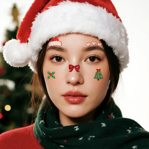 Tatouages Temporaires de Noël à Paillettes, Autocollants pour le Visage, Dessins Animés Frisky, Chapeau de Noël, Sapin de Noël, <span class=keywords><strong>Tatouage</strong></span> Imperméable pour le Visage, le Cou, le Bras - Product Image 3