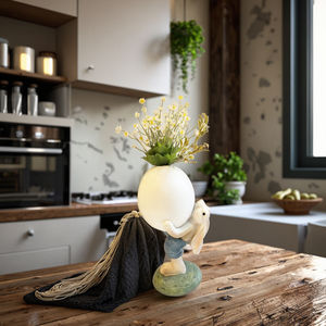 Konijnenvaas Met Eierschalen Ornament Handgeschilderde Harsdecoratie Voor Woonkamers En Tuinen - Product Image 5