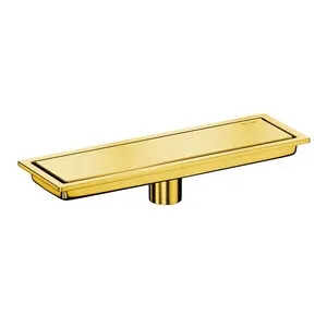 Tren populer emas penutup saluran reversibel memasukkan ubin tersembunyi Linear Shower Drain untuk kamar mandi
