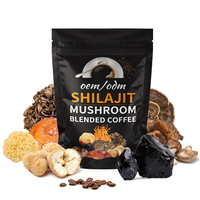 Café instantané aux champignons avec logo personnalisé, Shilajit pur authentique de l'Himalaya et extrait de champignons, provenant d'une usine certifiée CGMP