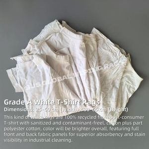Trapos de Limpieza, Trapos de Camisetas Blancas Recicladas, Trapos de Algodón, Trapos para Limpiar, Bolsas de 10 kg, Trapos de Algodón Blancos, 50 lb - Product Image 2