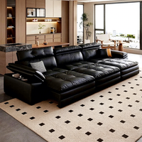 Canapé de salon électrique rétractable en cuir véritable d'Italie : une simple rangée de meubles de salon