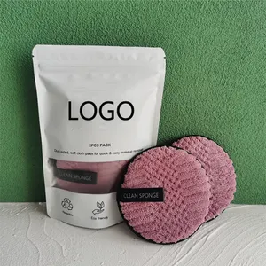Washable Microfiber Double Sided Rounds Pads Reusable Makeup Remover Pads For Face Eyes Cleaning Sponge Pads Custom Label
