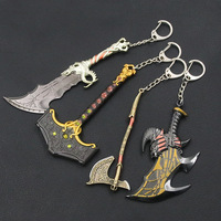 Porte-clés en métal de type hache et épée, pendentif fantaisie pour hommes, breloque pour sac de voiture, accessoire de cosplay, cadeau pour les fans de jeux