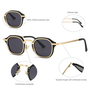 Mans square Black Designer Gradient Vintage Metal <b>Frame</b> Sunglasses Gafas De Sol - Product Image 5