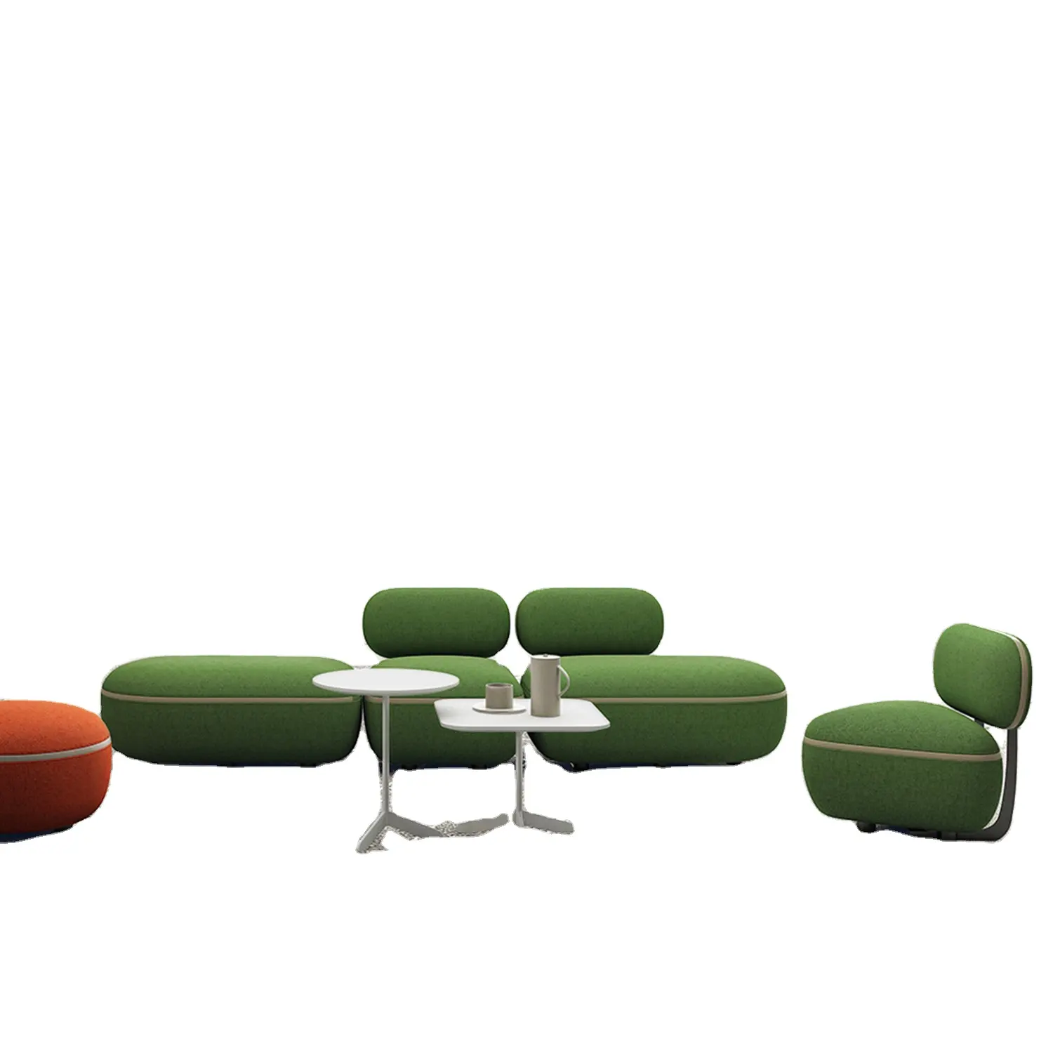 Piccolo moderno tessuto ufficio poggiapiedi componibile divano set mobili, soggiorno divani