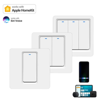 Interrupteur intelligent Homekit EU WIFI Bouton Lumière Interrupteur mural Maison intelligente Neutre & Sans neutre Contrôle vocal Siri Alexa Google