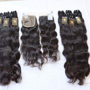 Mèches brésiliennes avec fermeture en dentelle, cheveux vierges avec cuticule alignée, vendeurs de cheveux avec fermeture frontale en dentelle avec mèches de cheveux humains - Product Image 2
