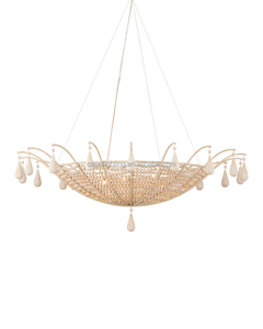 Lámpara de Araña Decorativa Bohemia de Madera Blanca Lavada con Cuentas, Lámpara Colgante de Hierro con Forma de Globo - Product Image 5