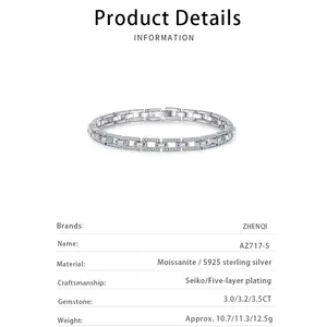 2023 Jewelry Luxury 925 Sterling Silver Moissanite Diamond Tennis Bracelet GRA Certificate Fine Hip Hop Bracelet Cuban Chain
