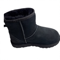 Bottes d'hiver classiques en cuir pour femmes, bottines à lacets, chaussures chaudes, doublure en laine épaisse, semelle intérieure EVA antidérapante confortable