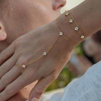 Bracelets à maillons en acier inoxydable pour femmes, bijoux de doigt tendance, avec trèfle à quatre feuilles, baguette, étoile et zircone cubique
