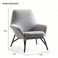 Fauteuil d'appoint moderne en tissu gris clair, fauteuil ergonomique avec structure en fer pour salon et villa