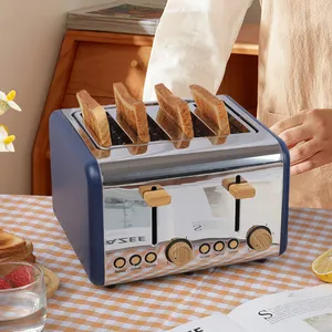 4 Scheiben Toaster mit breiten Schlitzen Auftauen Bagel aufwärmen und Funktionen abbrechen Edelstahl Toaster Brot