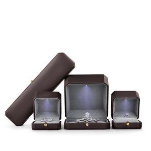 <b>Led</b> Jewellery <b>Box</b> Black Lacquer logo Gold Stamping Luxury <b>Led</b> Jewellery Package Custom Ring Diamond Jewelry <b>Box</b> with <b>Lights</b> - Product Image 3