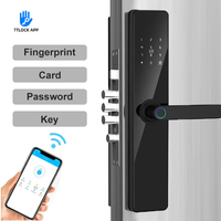 Serrure de porte intelligente semi-automatique connectée Tuya WiFi TTlock avec carte d'identité, mémoire, empreinte digitale et mot de passe, en aluminium