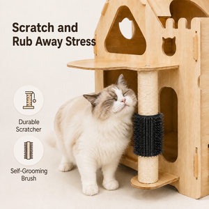 Multi-Level Wooden Cat Tree Tower 134cm 2-3 Cats Condo <strong>Hammock</strong> Capsule Bowl Sisal OEM Wholesale - Product Image 4