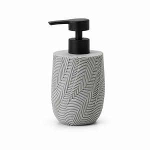 Ensemble de salle de bain moderne en résine grise à motif chevrons géométrique, accessoires à texture grès brossé pour salle de bain - Product Image 3