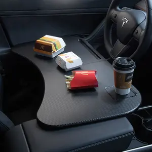 FRINS Foldable Car Tray Desk Multipurpose Table for Tesla for Laptop Work & Eating Steering Wheel Desk Accessory