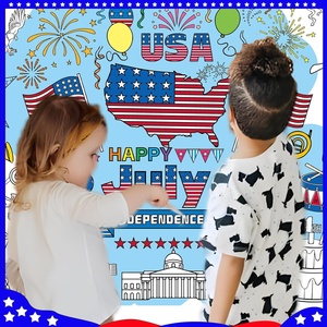 Offres Spéciales 4 juillet : Affiche <span class=keywords><strong>à</strong></span> colorier personnalisée, Nappe et Bannière pour <span class=keywords><strong>la</strong></span> Fête de l'Indépendance Américaine, Jeux de fête et Décoration murale de classe - Product Image 3