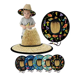 Shangyi topi jerami pabrik anak-anak muda perempuan jamur dicetak penjaga pantai topi matahari pinggir lebar bayi