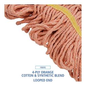 Tête de balai serpillère en microfibre Boardwalk Super Loop avec bande orange de 5 pouces, petite taille, 12 par carton, pour usage domestique - Product Image 3