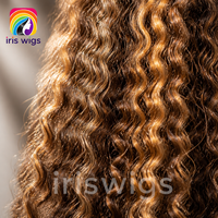 Iriswigs Perruques synthétiques Lace Frontal 13x4 transparentes, avec mèches 4/27, ondulations profondes lâches, longues bouclées, résistantes à la chaleur pour femmes