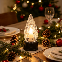 Bougie LED sans flamme à piles, lampe à lumière blanche chaude vacillante en forme de flamme de cristal, décoration de table