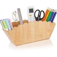 Boîte de rangement en bambou à 4 compartiments, fixation murale, design mignon pour stylos, télécommandes, couverts, bureau, salon