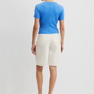 Chemise courte femme col rond décontracté à la mode personnalisé confortable 100% coton mélangé Crop Rib T-Shirt femme - Product Image 2