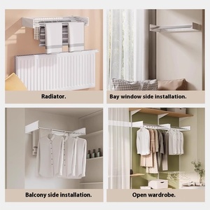 Séchoir <span class=keywords><strong>à</strong></span> <span class=keywords><strong>linge</strong></span> mural pliable et rétractable en aluminium réglable pour balcon - Product Image 3