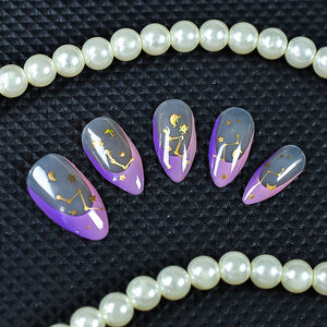 <span class=keywords><strong>Faux</strong></span> ongles à presser avec pointes françaises, motif étoiles et lune, forme amande moyenne, brillants, transparents <span class=keywords><strong>pour</strong></span> <span class=keywords><strong>mariage</strong></span> et fête - Product Image 5