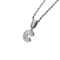 Collar con Iniciales de Moda 2024, Colgante de Letra con Circonita A-Z, Gargantilla con Dije Grueso, Joyería Hiphop para Bodas, Hombres y Mujeres, Material de Cobre