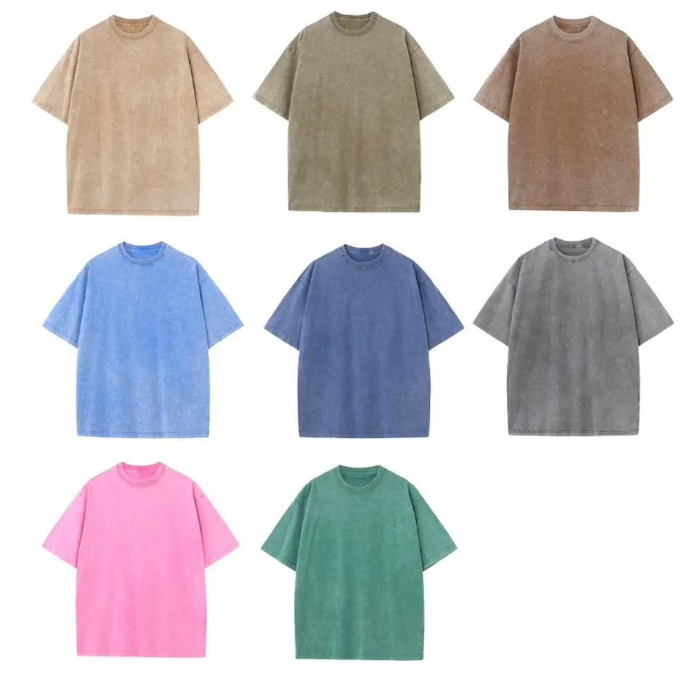 Lavaggio acido stampato su tutto il cotone 230GSM moda Oversize girocollo T shirt per gli uomini