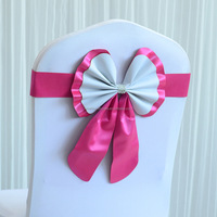 Ruban de chaise, nœud décoratif pour dossier de chaise, fleur décorative pour dossier de chaise, sans nœud, pour mariage, hôtel, célébration, deux couleurs, queue courte