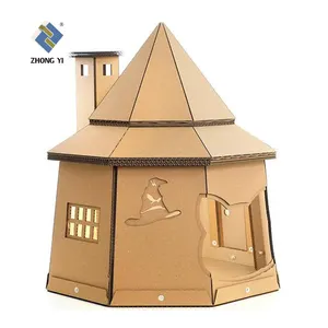 Handmade Foldable DIY Safe Material Paper Cardboard Playhouse For Kids