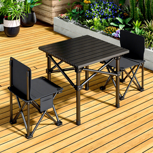 Bộ bàn xếp gấp hình vuông di động 6 chỗ ngồi kèm ghế, đồ dùng ngoài trời, cắm trại, dã ngoại, nướng BBQ, ghế tựa cao kiểu Kermit Moon - Product Image 4