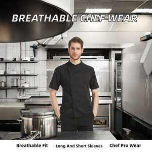 Uniformates Unisex Premium Durable Comfortable <b>Chef</b> Uniform Short Sleeve Personalized Restaurant Bar Kitchen Hotel Use - Product Image 2