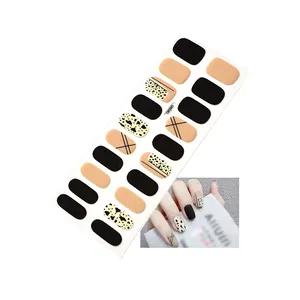 Красочные наклейки для ногтей с логотипом на заказ, оптовая продажа, роскошный дизайн, Корейская полузатвердевающая гелевая наклейка для ногтей
