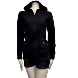 Sweat à capuche pour femme personnalisé décontracté de haute qualité, respirant et anti-boulochage, ailes d'ange brillantes, avec fermeture éclair complète en strass - Product Image 3