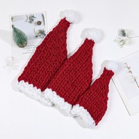 Gorro de Navidad de punto grueso hecho a mano, gorro de elfo de punto grueso con pompón, gorro de invierno para las fiestas, logotipo bordado personalizado