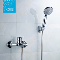 Robinet de salle de bain mural chromé Momali Sortie bidirectionnelle Robinet mitigeur chromé en céramique polie Spray de massage de pluie certifié CE
