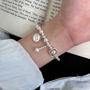 Bracelet élastique en argent Sterling S925 pour femmes, style coréen, porte-bonheur, à porter au quotidien - Product Image 2