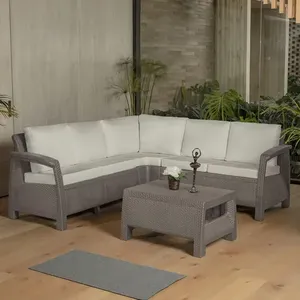 Sala De esterno Jardin Terraza En L Esquinera Tipo Ratan Mq Estructura Taupe - Product Image 1