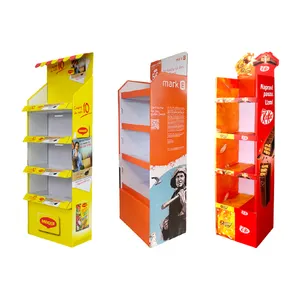 4 Layers Cardboard Display Shelf For Stores Custom Cardboard Floor Corrugated Cardboard Products Display Stand Racks Units