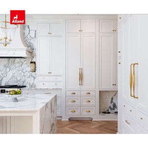 AllandCabinet Style contemporain Poignée dorée Verre trempé Blanc Shaker Armoire de cuisine - Product Image 2