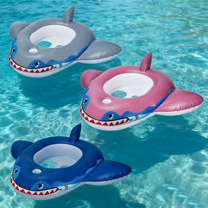 Custom Shark Seat <b>Ring</b> For Child Swimming With Water Gun 30cm Inner Diameter Novelty Design <b>Cartoon</b> Pattern Environmentally - Product Image 3